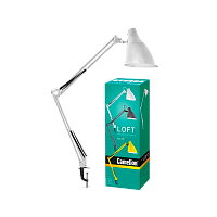 Светильник настольный Camelion KD-335 40W 230V E27 струбцина белый (1/12)