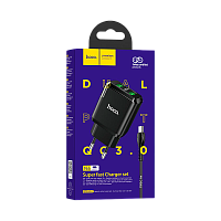 Сетевое З/У HOCO N6 2USB 3.0A QC3.0 с кабелем microUSB черный (1/12/120) 