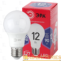 Лампа светодиодная ЭРА A60 E27 12W 6500К 220-240V груша RED LINE (1/10/100)