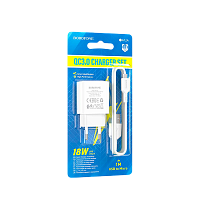 Сетевое З/У Borofone BA72A 1USB 18W QC3.0 с кабелем Type-C белый (1/60/240)