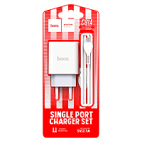 Сетевое З/У HOCO C81A 1USB 2.1A с кабелем microUSB белый (1/23/138) 