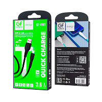 Кабель GFPower F16T USB (m)-Type-C (m) 1.0м 3.6A ПВХ индикация черный (1/120/480)