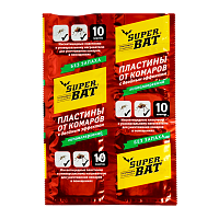 Пластины от мух и комаров SuperBAT двойного действия 10шт в упаковке красные (1/240)