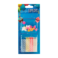 Свечи для торта Волшебная страна 5см с подставкой 24шт. разноцветный (1/24/288)