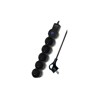 Удлинитель Космос 5р.С/З 10A 5.0м с выкл. ПВС 3х0.75мм² IP20 черный (1/25)