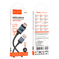 Кабель HOCO X118 USB (m)-Type-C (m) 1м 5.0A нейлон дисплей черный (1/31/310)
