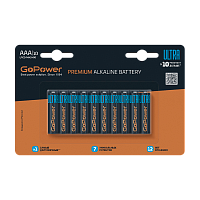 Батарейка GoPower Ультра/ULTRA LR03 AAA BL10 Щелочная 1.5V (10/100/800)