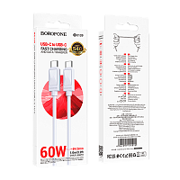 Кабель Borofone BX109 Type-C (m)-Type-C (m) 1м 3.0A 60W ПВХ белый