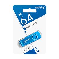 Флеш-накопитель Smartbuy Twist 64GB USB2.0 пластик синий 