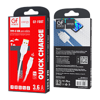 Кабель GFPower F08T USB (m)-Type-C (m) 1м 3.6A ПВХ белый (1/120/480)