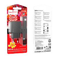 Сетевое З/У HOCO CS24A Type-C 25W PD3.0 с кабелем Type-C черный (1/24/144)