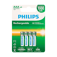 Аккумулятор предзаряженный RTU Philips HR03 AAA BL4 NI-MH 1.2V 1000mAh (4/48/384) 