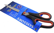 Ножницы канцелярские SCISSORS 9.5" пластиковые ручки МИКС на блистере(Китай)(24/360)