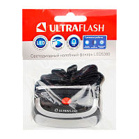 Фонарь налобный Ultraflash LED5380 3W COB от батареек IPX4 черный (1/50)
