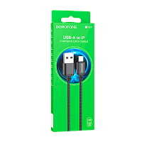 Кабель Borofone BX87 USB (m)-Lightning (m) 1м 2.4A нейлон черный (1/1000)