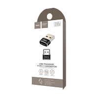 Переходник HOCO UA6 USB (m)-Type-C (f) пластик черный (1/40/400)
