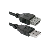 Кабель Defender USB02-06 USB (m)-USB (f) 1.8м силикон ver.1.4 черный (1/25/250)