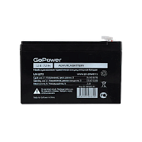 Аккумулятор свинцово-кислотный GoPower LA-1272 12V 7.2Ah клеммы T2/ F2 (1/5)