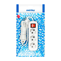 Удлинитель Smartbuy 3р.С/З 16A 2.0м с выкл. ПВС 3x1мм² белый (1/50)