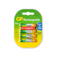 Аккумулятор бытовой GP HR03 AAA BL3+1 NI-MH 1.2V 1000mAh в пластиковой упаковке
