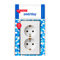 Розетка Smartbuy "Сириус" 2гн. 16A С/З пластик белый