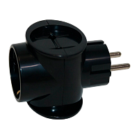 Разветвитель Toker 3Т1 1р.С/З 2р.Б/З в индивидуальной упаковке черный (1/50)