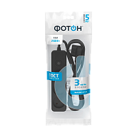 Удлинитель Фотон 10-33S 3р.Б/З 10A 3.0м с выкл. ПВС 2x0.75мм² черный (1/20)