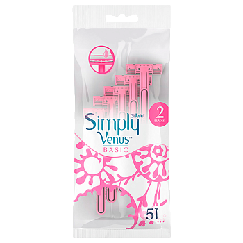 Бритва одноразовая Gillette "Simply Venus 2 Basic" 2 лезвия ENG 5шт. (1/24) 