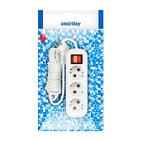 Удлинитель Smartbuy 3р.С/З 16A 1.5м с выкл. ПВС 3x1мм² белый (1/50)