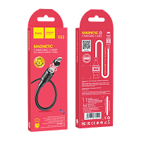 Кабель HOCO X52 USB (m)-Lightning (m) 1м 2.0A ПВХ магнит черный (1/31/310)