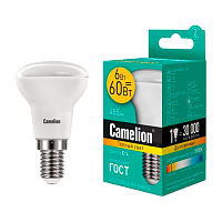 Лампа светодиодная Camelion R50 E14 6W 3000К 170-265V рефлектор матовая (1/10/100)