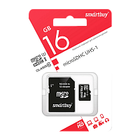 Карта памяти microSD Smartbuy 16GB Class10 UHS-I (U1) 10 МБ/сек с адаптером