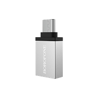 Переходник Borofone BV3 Type-C (m)-USB (f) алюминий серебряный (1/100/600) 