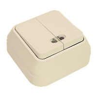 Выключатель Makel Light Siva Ustu 2-клав.10A пластик накладной кремовый 45223 (1/10)