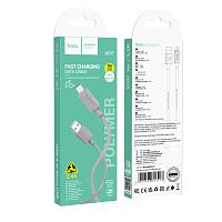 Кабель HOCO X107 USB (m)-microUSB (m) 1м 2.4A ПВХ серый (1/31/310)