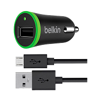 Автомобильное З/У Belkin F8J090bt04 1USB 2.1A с кабелем microUSB черный