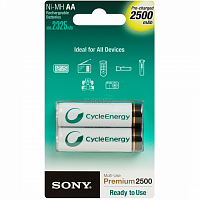 Аккумулятор предзаряженный RTU Sony HR6 AA BL2 NI-MH Cycle energy BLUE 2500mAh (2/20/120)  | Ab-Batteries | Элементы питания и аксессуары для сотовых оптом