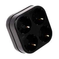 Разветвитель Toker 4Т 4р.Б/З черный (1/60)