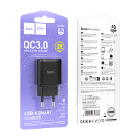 Сетевое З/У HOCO C140A 1USB 3.0A 18W QC3.0 черный (1/36/216) 