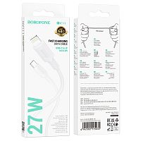 Кабель Borofone BX111 Type-C (m)-Lightning (m) 1м 3.0A 27W ПВХ PD3.0 белый (1/360)