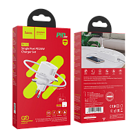 Сетевое З/У HOCO N10 Type-C 20W PD3.0 с кабелем Type-C-Lightning белый (1/12/120)