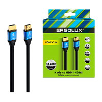 Кабель Ergolux ELX-VC01-HDMI HDMI (m)-HDMI (m) 2м 4К черный синий в коробке (1/10/60)