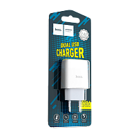 Сетевое З/У HOCO C73A 2USB 2.1A белый (1/36/216) 