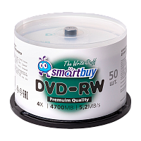 Диск DVD-RW Smartbuy 4.7GB 4x 50шт. cake box