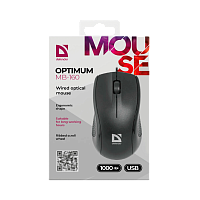 Мышь проводная Defender MB-160 Optimum классическая USB черный (1/40)