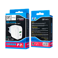 Сетевое З/У GFPower GF60PD 1USB/Type-C 3.0A QC3.0 белый (1/32/128) 