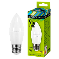 Лампа светодиодная Ergolux C35 E27 9W 3000К 172-265V свеча (1/10/100)