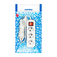 Удлинитель Smartbuy 3р.С/З 16A 2.0м с выкл. ПВС 3x1мм² белый (1/50)