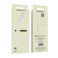 Кабель Borofone BX18 USB (m)-Lightning (m) 2м 1.6A ПВХ белый (1/360)