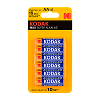 Батарейка Kodak MAX LR6 AA BL4+2 Alkaline 1.5V (6/72/288)
